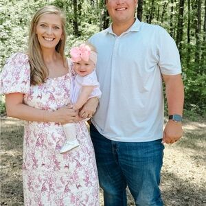 Tuckernuck Pink Toile Puff-Sleeve Midi Dress